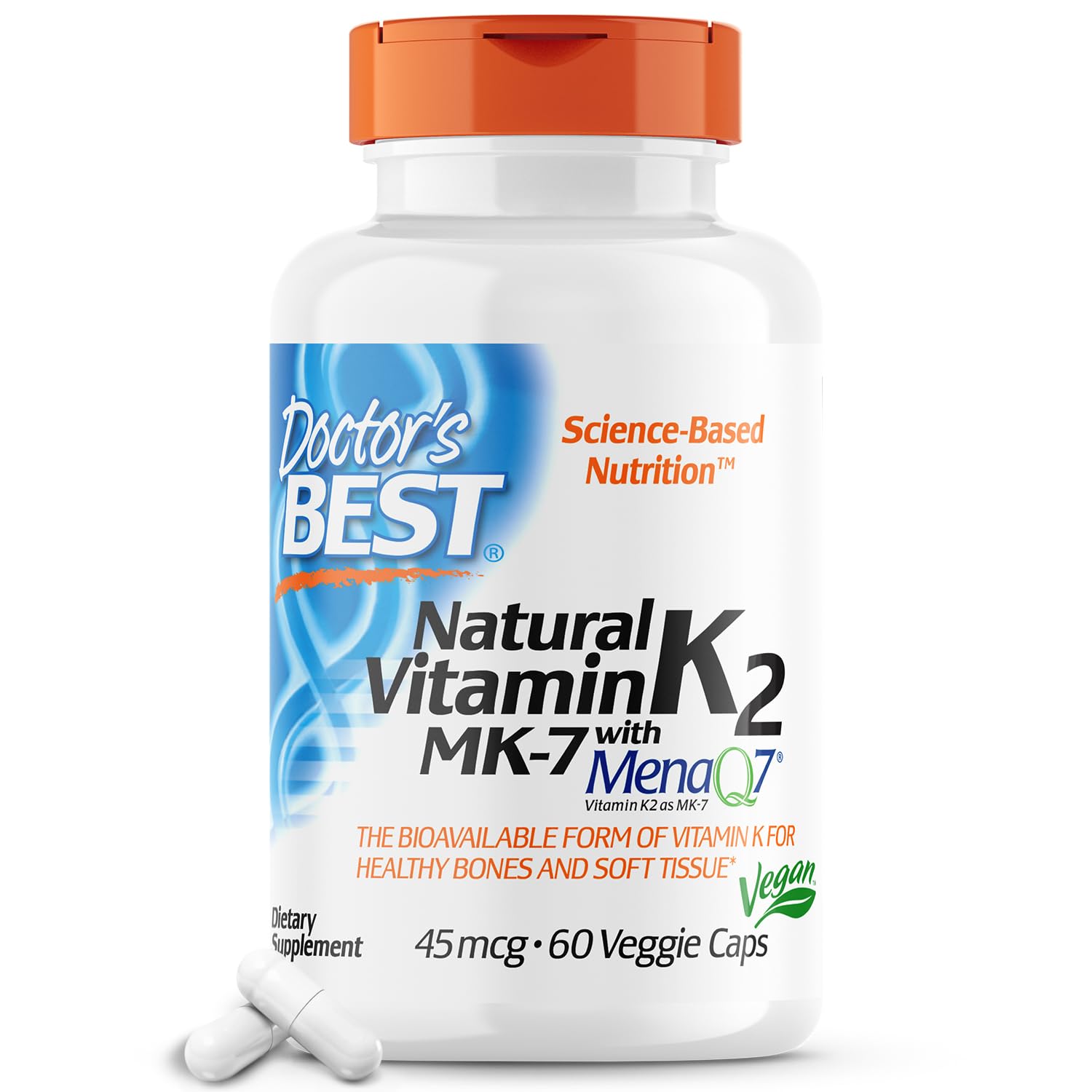 Doctor's Best Natural Vitamin K2 MK-7 with MenaQ7 White No Flavor, 60 Count