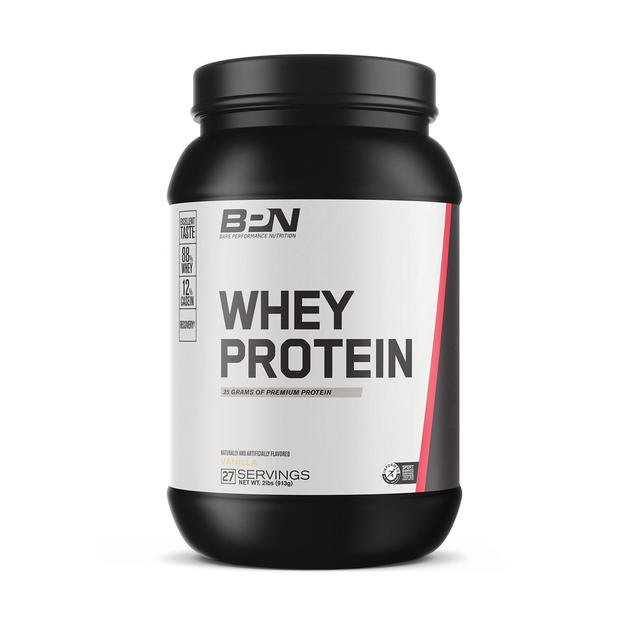 BARE PERFORMANCE NUTRITION, BPN Whey Protein + Casein Protein Powder Blend, Vanilla, 25g Protein per Serving Supports Lean Muscle Recovery, 27 Servings, Third Party Tested