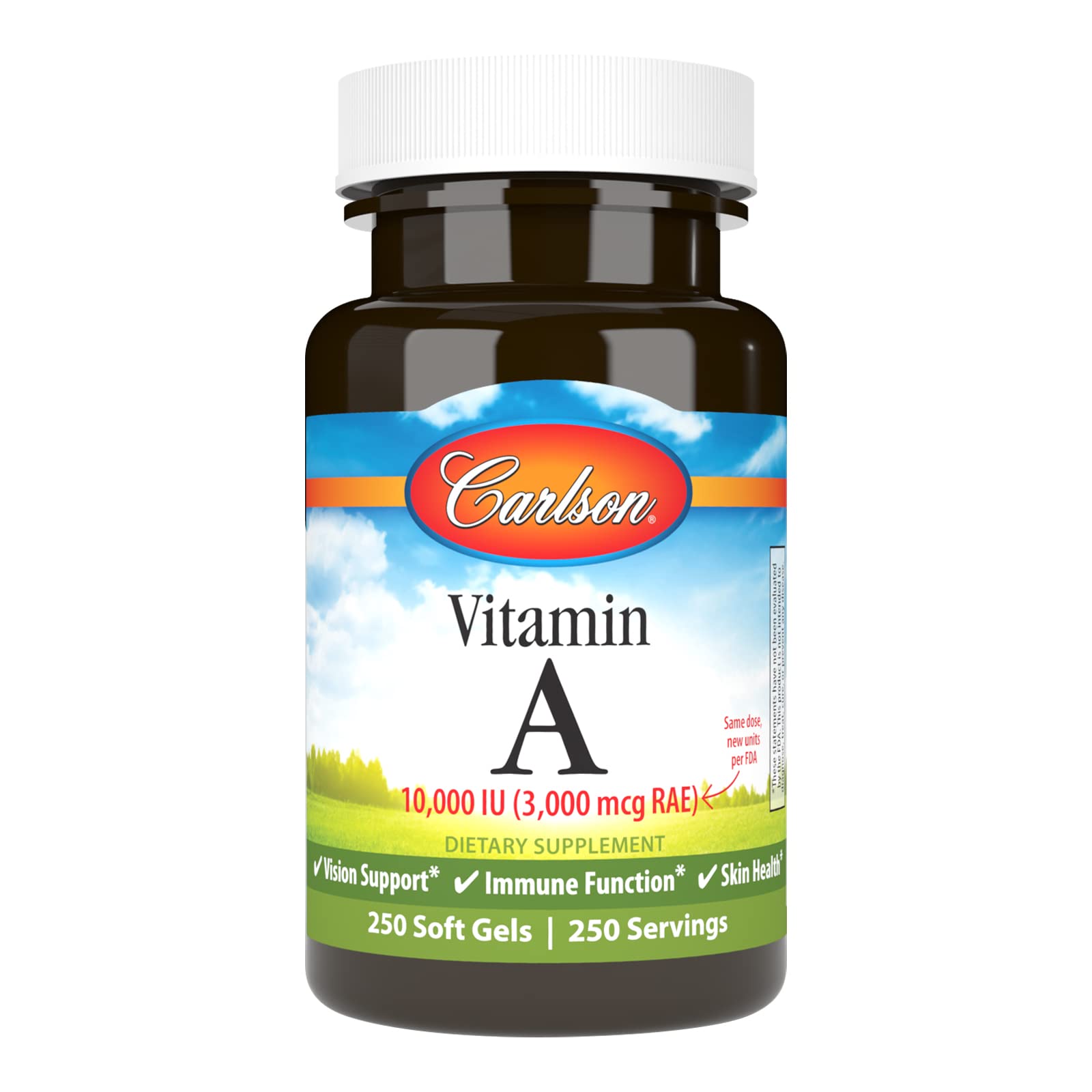 Carlson - Vitamin A, 10000 IU (3000 mcg RAE), Vision Health, 250 Softgels