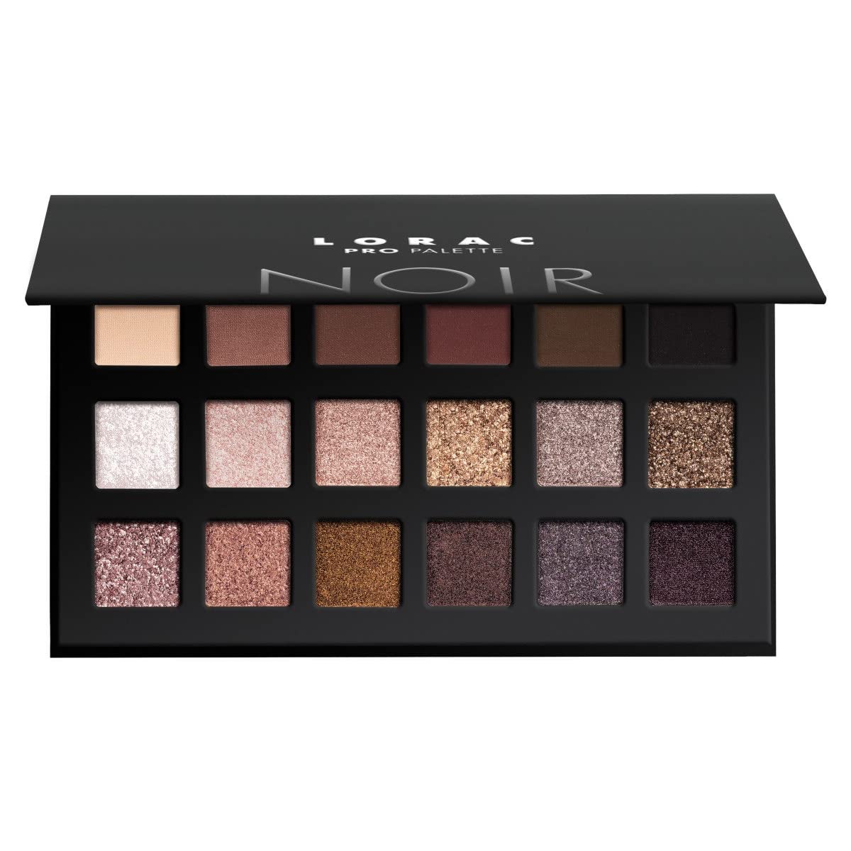 LORAC PRO Matte & Shimmer Eyeshadow Palette, Noir | Glitter | Mirror Compact | Cruelty Free, Gluten Free, Vegan