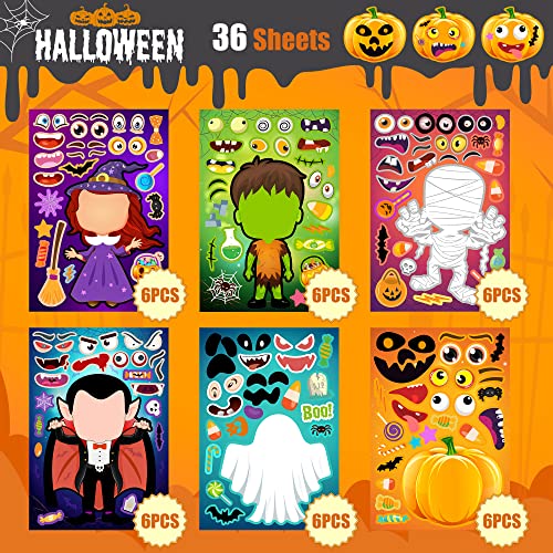 36 Sheets Halloween Stickers for Kids Make Your Own Halloween Stickers, Halloween favors for Kids, Halloween Crafts for Kids Halloween Party Favors, Halloween Party Games Stickers Trick or Treat Party