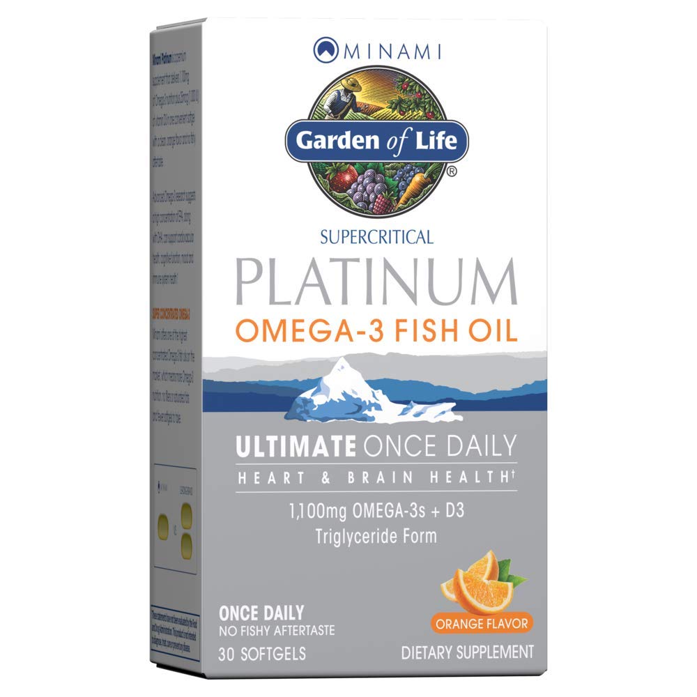 Garden of Life Minami Supercritical Platinum Omega 3 Fish Oil Supplement - Orange, 30 Softgels, Ultimate Once Daily Fish Oil Omega 3 for Heart & Brain Health, 1100mg Omega-3s + 1,000 IU Vitamin D3