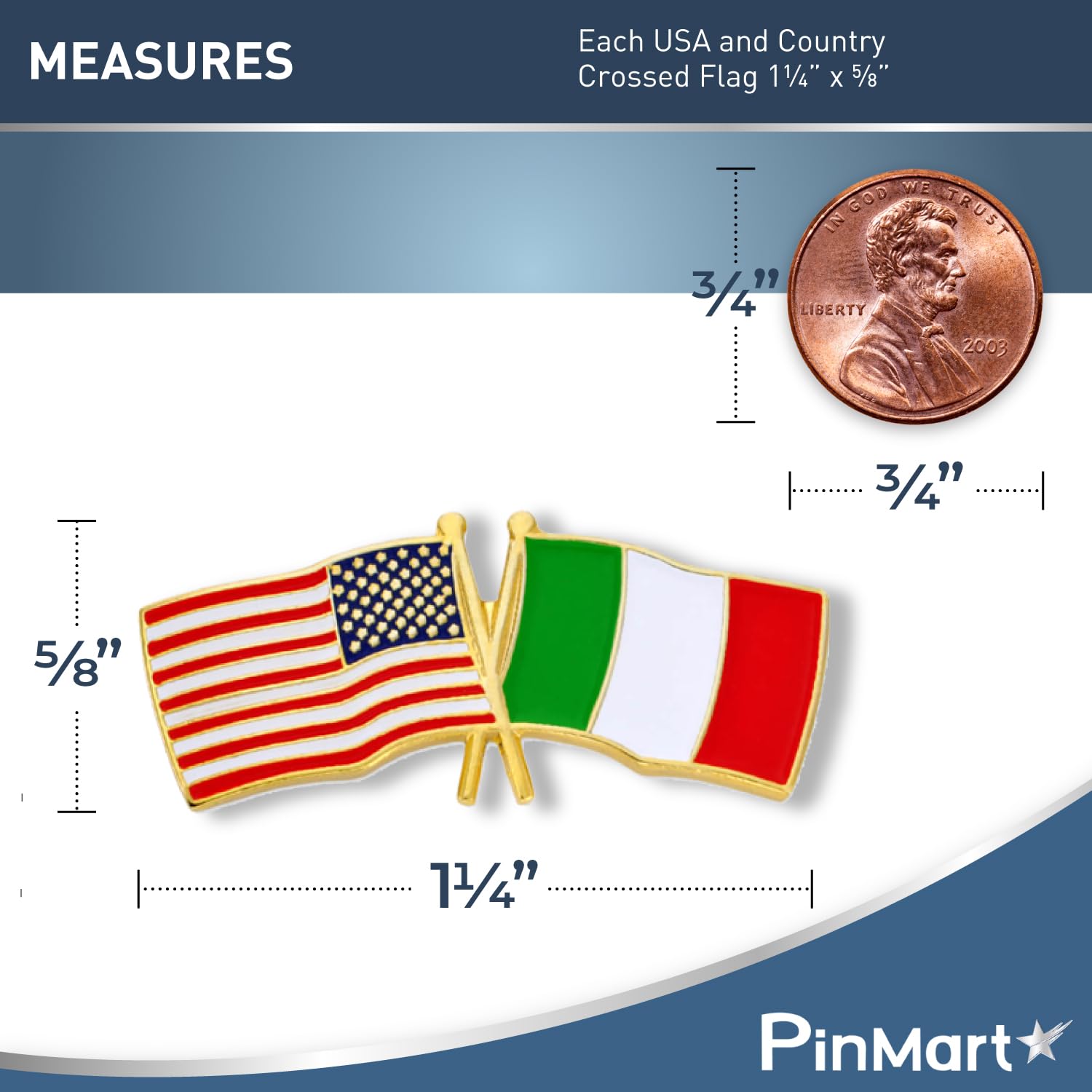 PinMart‘s USA and Israel Crossed Friendship Flag Enamel Lapel Pin - Country Flags Pins For Hats, Jackets, and Backpacks