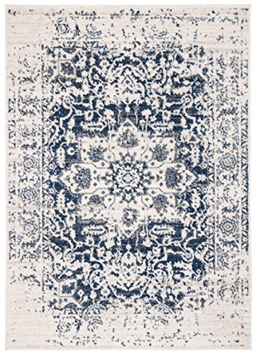 SAFAVIEH Madison Collection Area Rug - 8' x 10', Fuchsia & Ivory, Snowflake Medallion Distressed Design, Non-Shedding & Easy Care, Ideal for High Traffic Areas in Living Room, Bedroom (MAD603R)