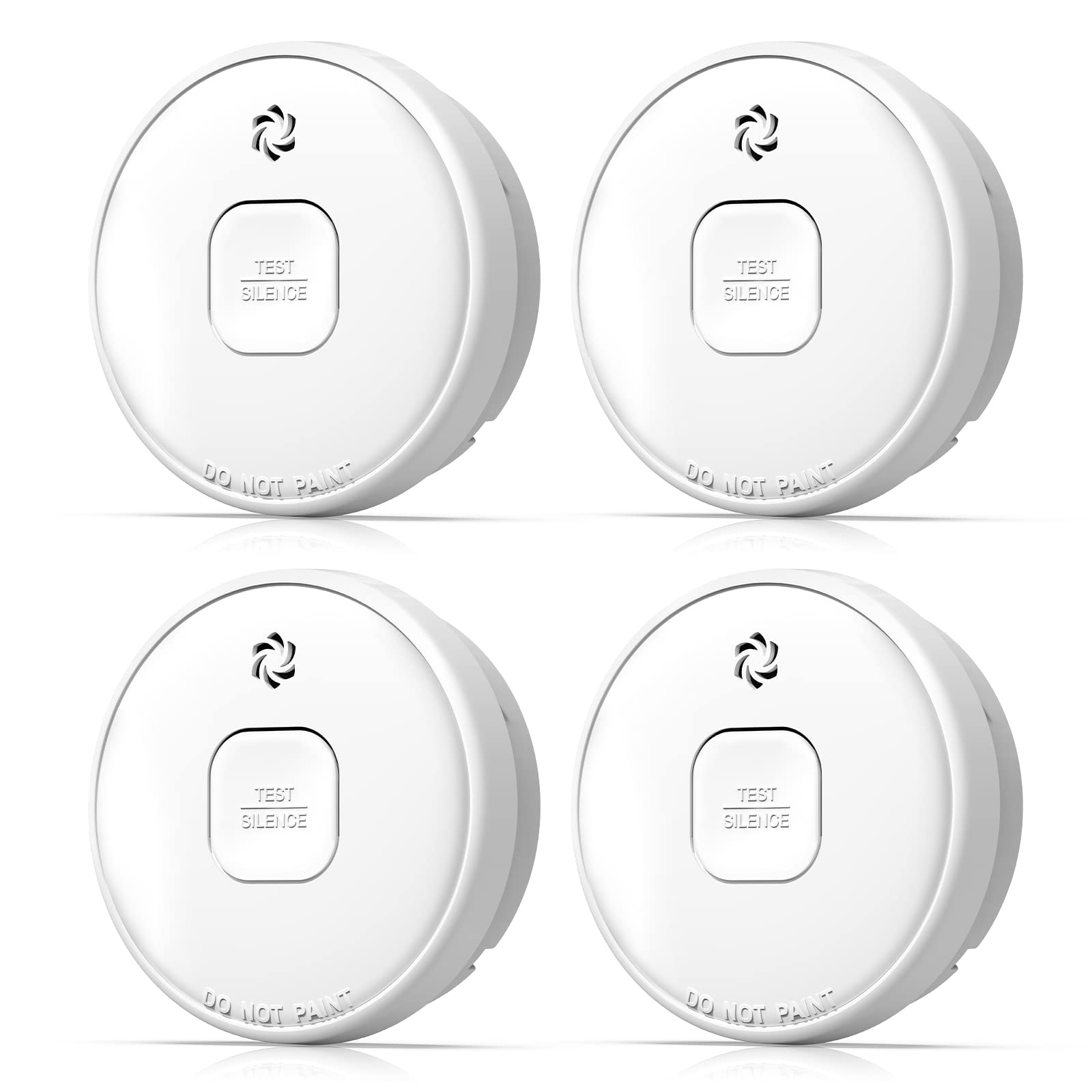 Putogesafe Smoke Detector, 10-Year Smoke Alarm with Photoelectric Sensor and Built-in 3V Lithum Battery, Fire Alarm with Test Button and Low Battery Warning, Fire Safety for Home, 4 Pack