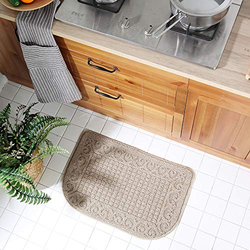 COSY HOMEER 32X20 Inch Anti Fatigue Kitchen Rug Mats are Made of 100% Polypropylene Half Round Rug Cushion Specialized in Anti Slippery and Machine Washable (Grey 2pcs)