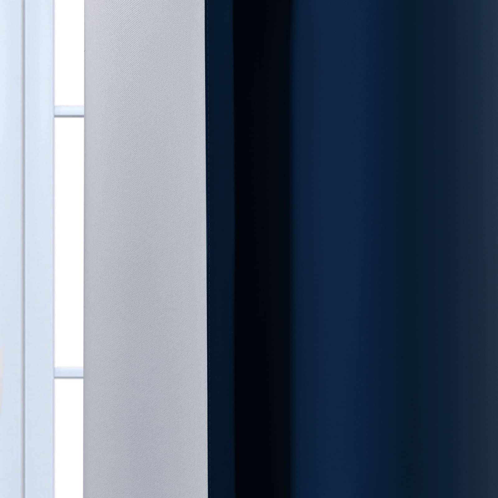 Yakamok Room Darkening Ombre Curtains,Thermal Insulated Grommet Window Drapes, Light Blocking Gradient Color Curtains for Bedroom(Blue and Greyish White, 52x63 Inch, Set of 2)