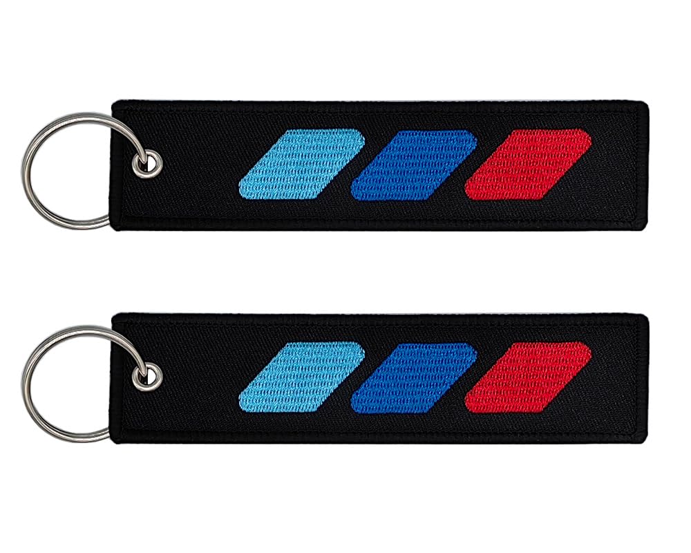 Xnqdre Tri-Color 3 Color Tag Keychain with Key Ring Compatible for BMW Car Keychain Accessories.(2 Pcs)