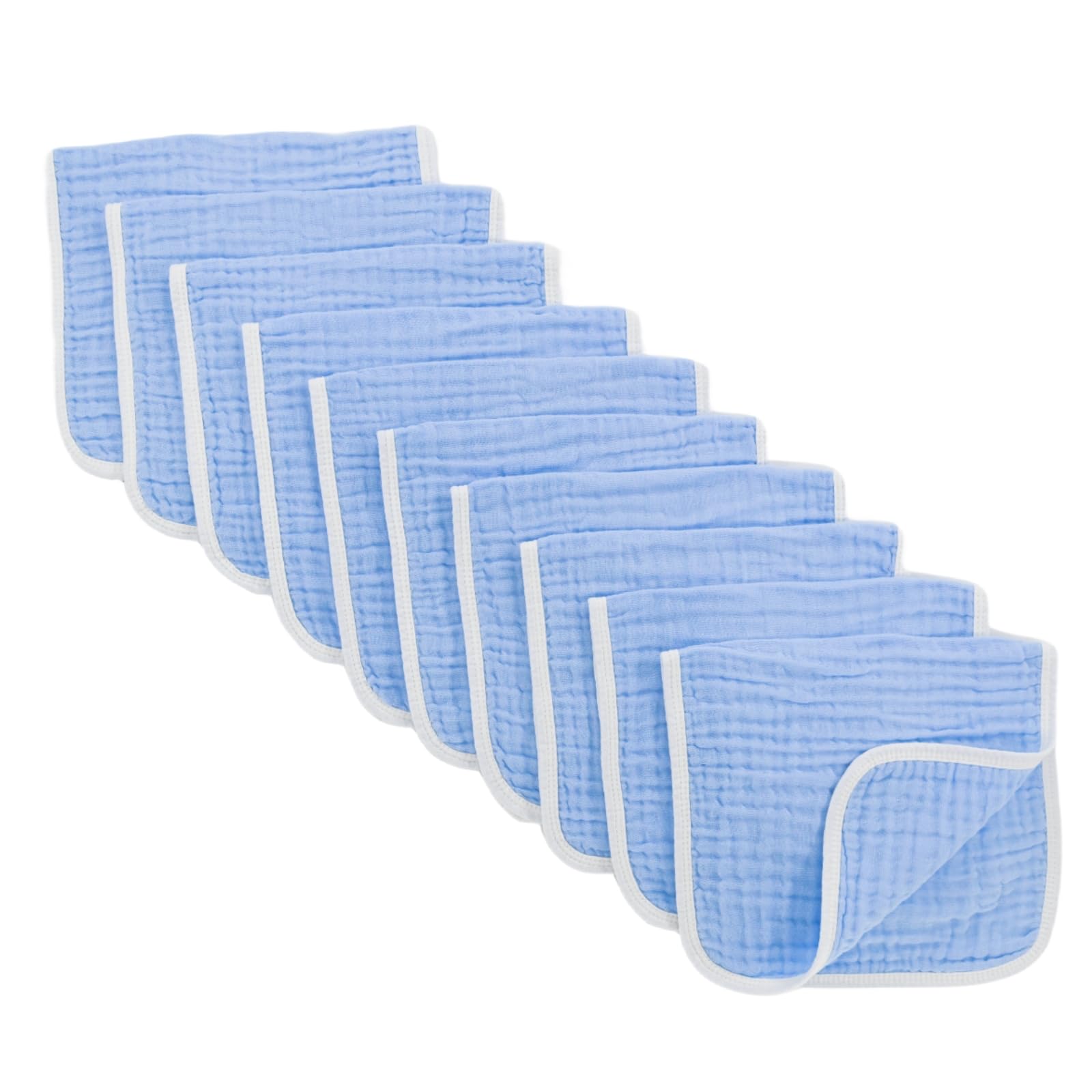 Synrroe Burp Cloths Large, Muslin Burp Cloths for Baby Girls and Boys, Pack of 10 Extra Absorbent and Soft Muslin Bibs, 6 Layers 20 by 10 Inches 100% Cotton (Blue 10 Pack)