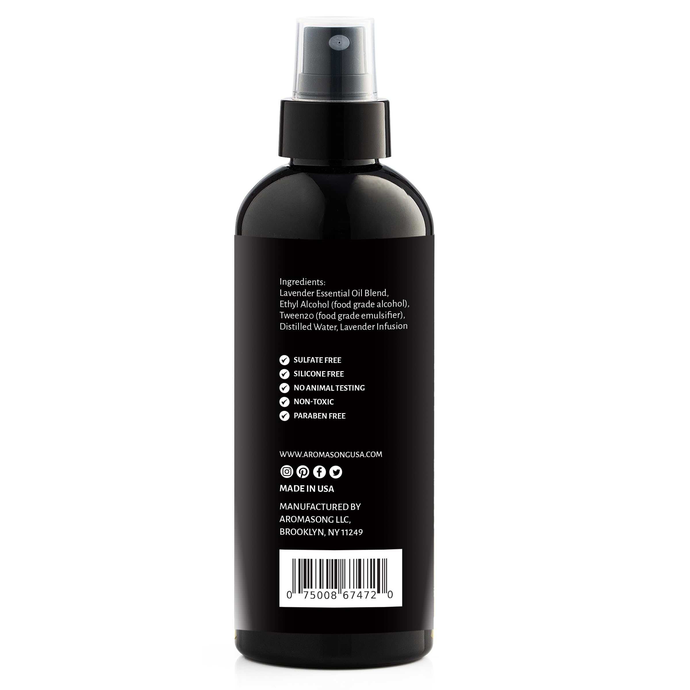 Aromasong Lavender Pillow Spray - All Natural Linen & Bedtime Mist for Sleep - Aromatherapy Botanical Essential Oils for Sleeping - Fragrance Scent 8 Oz.