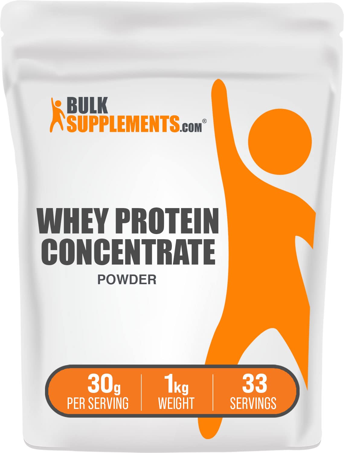 BulkSupplements.com Whey Protein Concentrate Powder 80% - Unflavored Protein Powder, Flavorless Protein Powder, Whey Protein Powder - Gluten Free, 30g per Serving, 1kg (2.2 lbs) (Pack of 1)