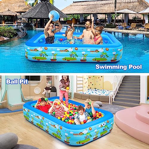 Inflatable Swimming Pools with Pump, Oversized 120" x 72" x 22" Thickened Blow up Kiddie Pool for Kids & Adults, Above Ground Swimming Pool for Outdoor, Garden, Backyard, Water Party -Printed