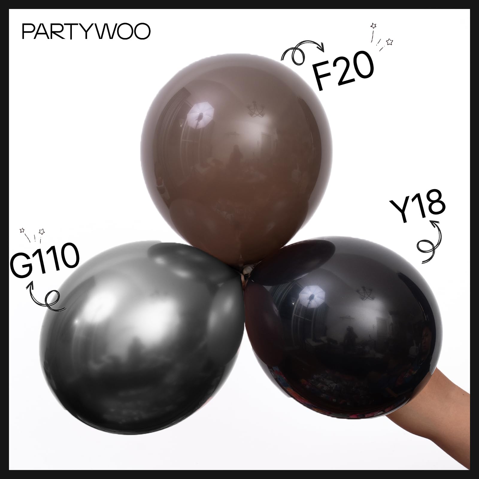 PartyWoo Black Balloons 155 pcs Different Sizes Pack of 18 12 10 5 Inch Matte Black Latex Balloon Arch Kit Garland for Graduation Halloween New Year Anniversary Birthday Party Decorations Black-Y18