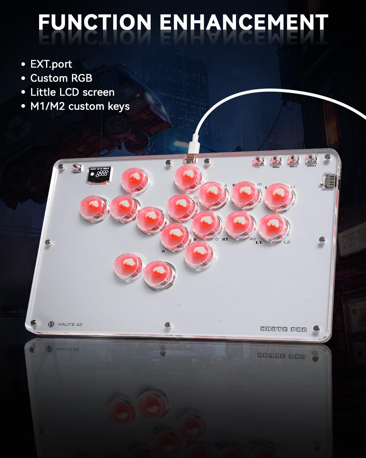Sehawei Haute42 Arcade Stick 16Keys All-Button Gamerfinger with Turbo Functions & Custom RGB,Arcade Controller Street Fight for PC/Ps3/Ps4/Switch/Steam Game Keyboard-Supports Hot Swap & SOCD