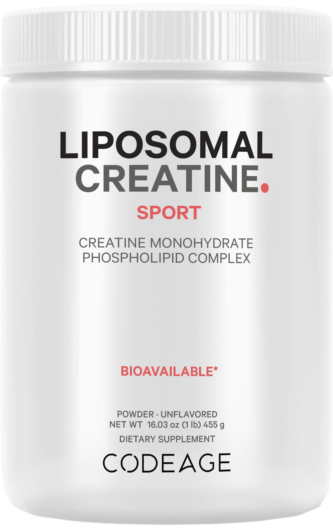 Codeage Liposomal Creatine Powder Supplement - 3-Month Supply - 5000mg Creatine Monohydrate Pre Workout & Post Workouts - Unflavored Creatine, Pure Creatine Powder, Creatinine for Sports - 90 Servings