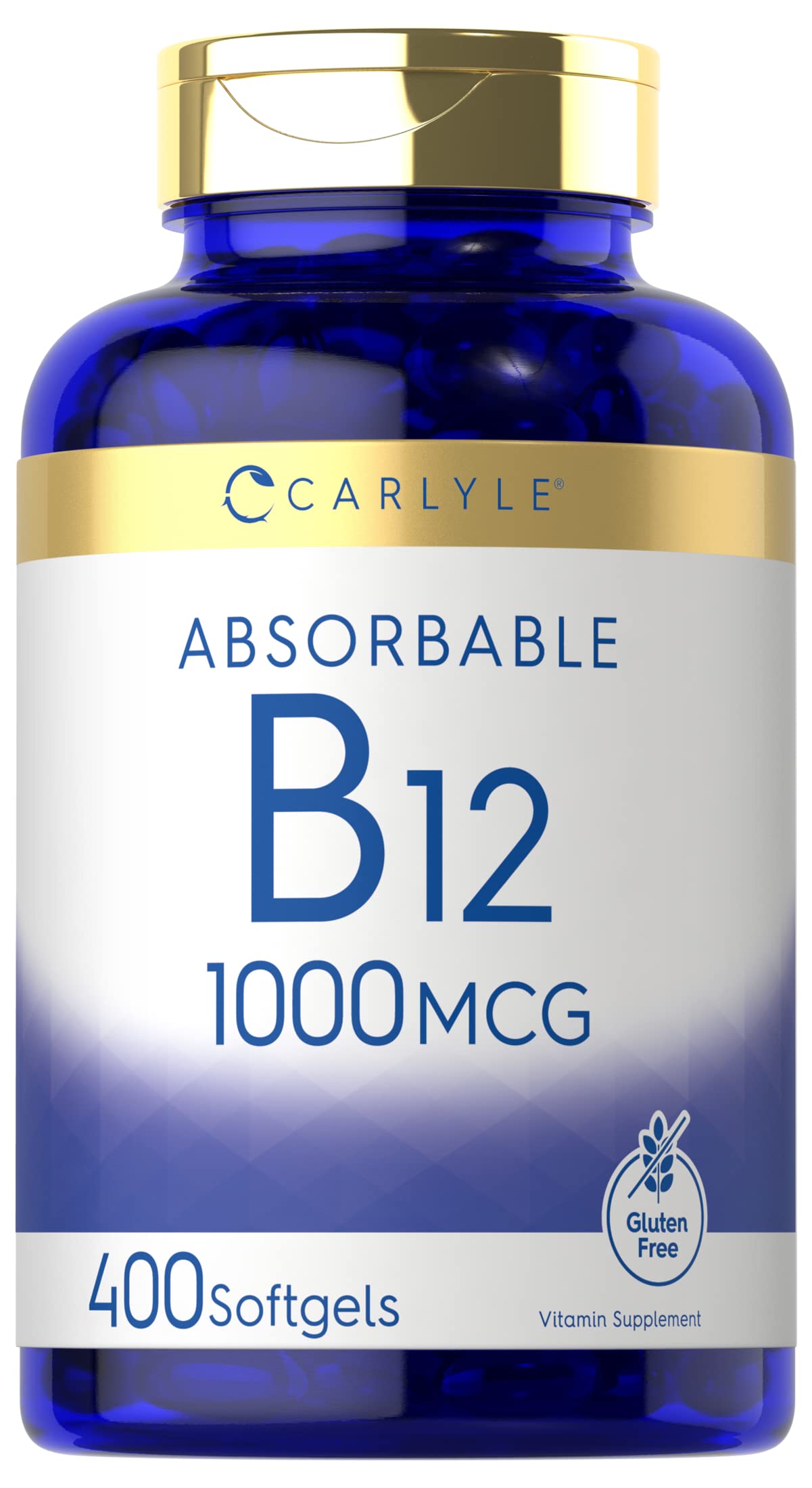 Carlyle Vitamin B12 Absorbable 1000mcg | 400 Softgels | Non-GMO and Gluten Free Supplement