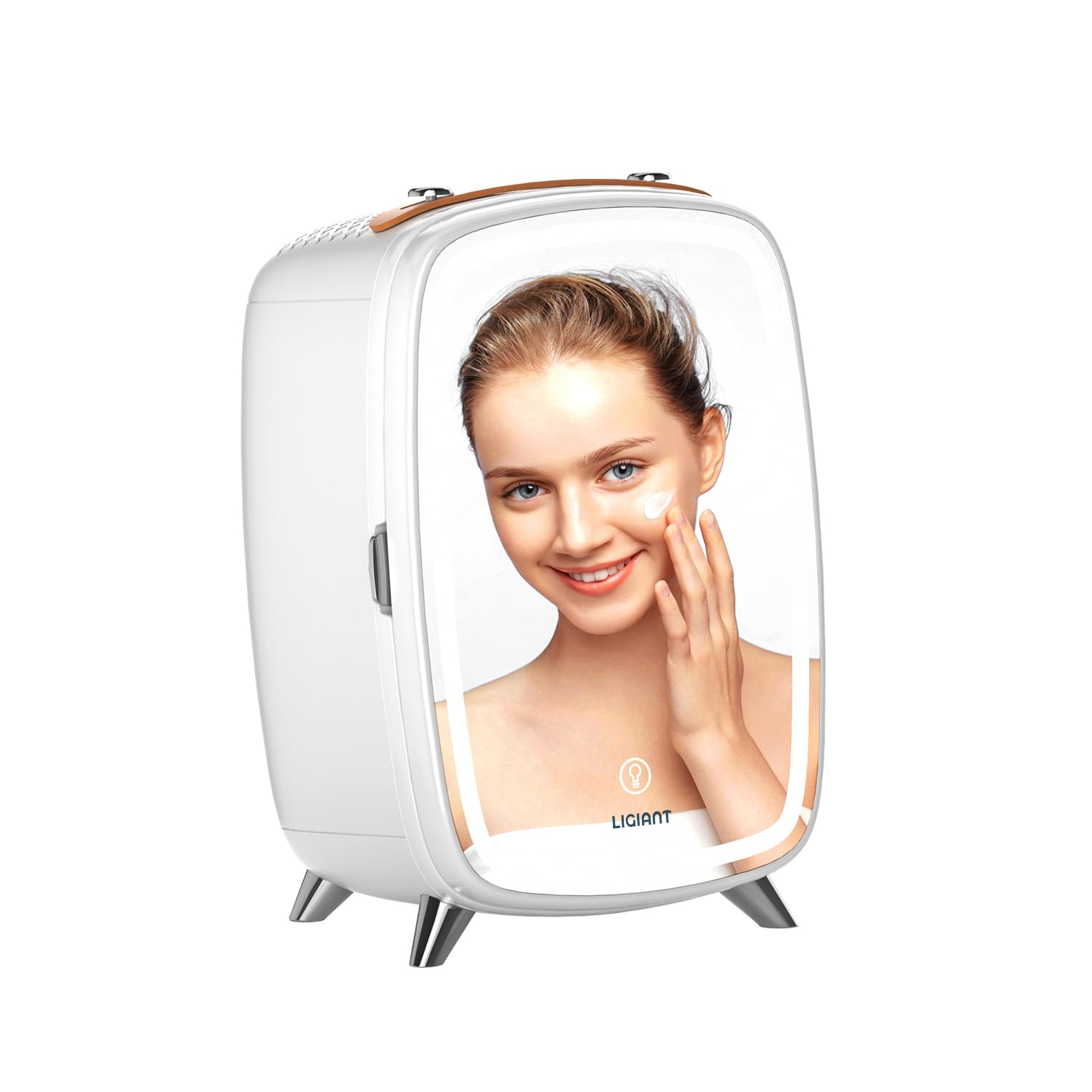 LIGIANT Skincare Fridge, With 3-Level Dimmable LED Light Mirror, Low Noise Beauty Fridge, 6L Large Capacity, Semiconductor Cooling, Portable Design for Multiple Uses - Bedroom, Office, and Travel