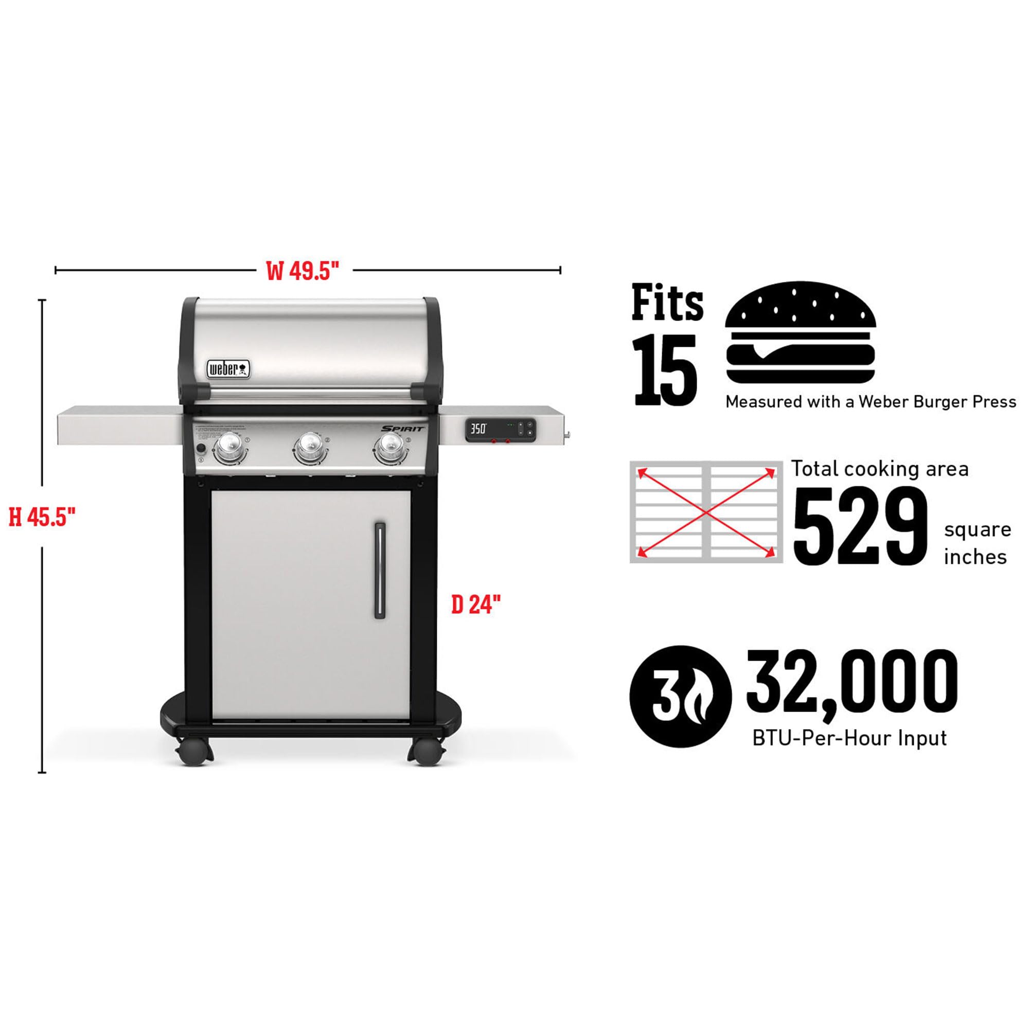 Weber Spirit SX-315 Natural Gas Grill, Stainless Steel