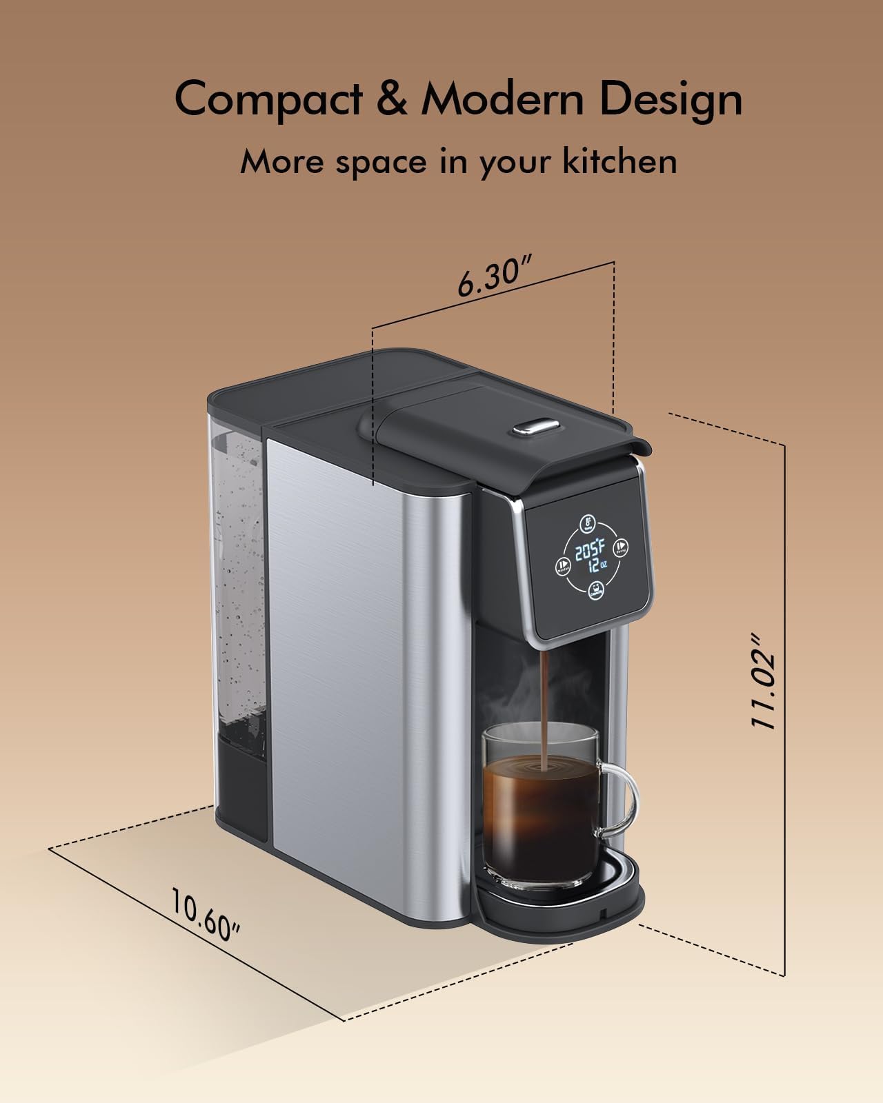 SIFENE 3-in-1 Single Serve Coffee Maker for K-pods, Ground Coffee, and Loose Leaf Tea, Custom Temperature and Strength Control, Quick Brew with Large 50oz Reservoir