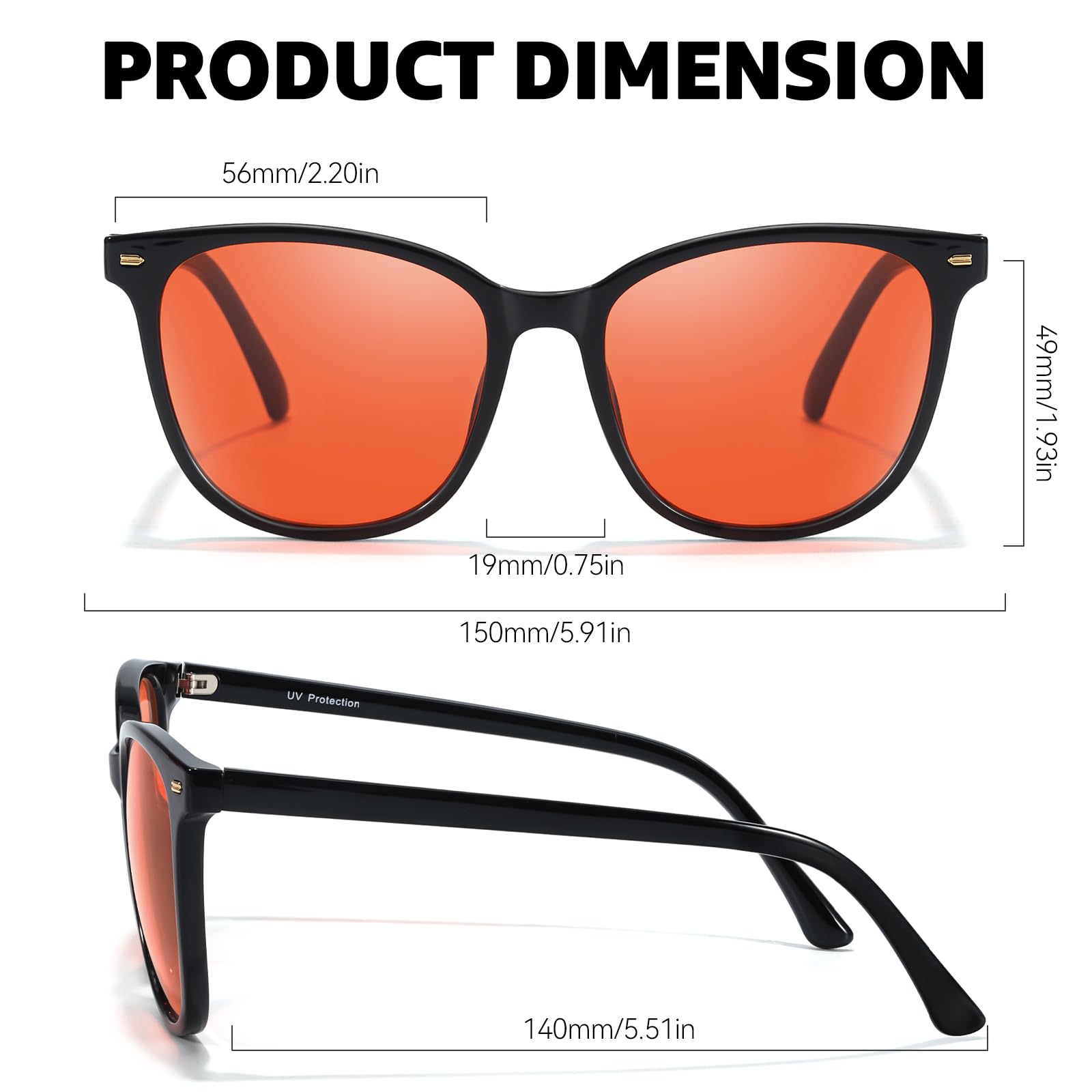 TJUTR Sleep Blue Light Blocking Glasses for Women Men, Professional 2.0 AR Coatings Red Lens for Computer Reduce Eyestrain (A1 Black)