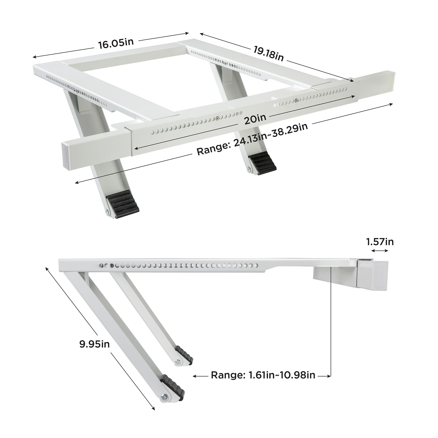 Ivation Air Conditioner Support Bracket, No Tools or Drilling Required - Easy to Install Window AC Mount - Heavy Duty Steel, Holds Up to 200lbs - Fits Single Or Double Hung Windows 19.25H by 17.25L