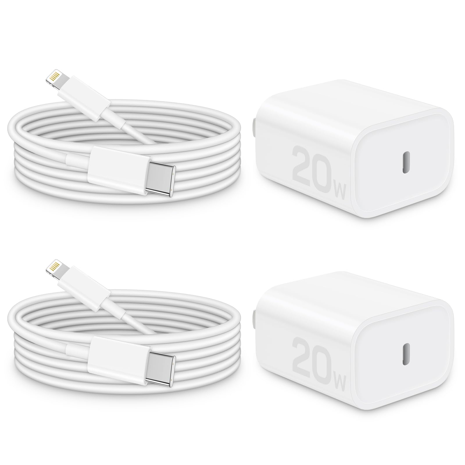 Phone Charger Fast Charging, 【MFi Certified】 2-Pack 20W USB C Fast Charger with 6FT Fast Charging Cable for IP 14/13/12/11/Xs/8, i Pad and More