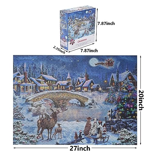 CGRLVDXW Christmas Puzzles 500 Piece, Christmas Night in Winter 500 Piece Puzzles, 500 Piece Jigsaw Puzzle for Adults Challenging Puzzle 27x 20inch