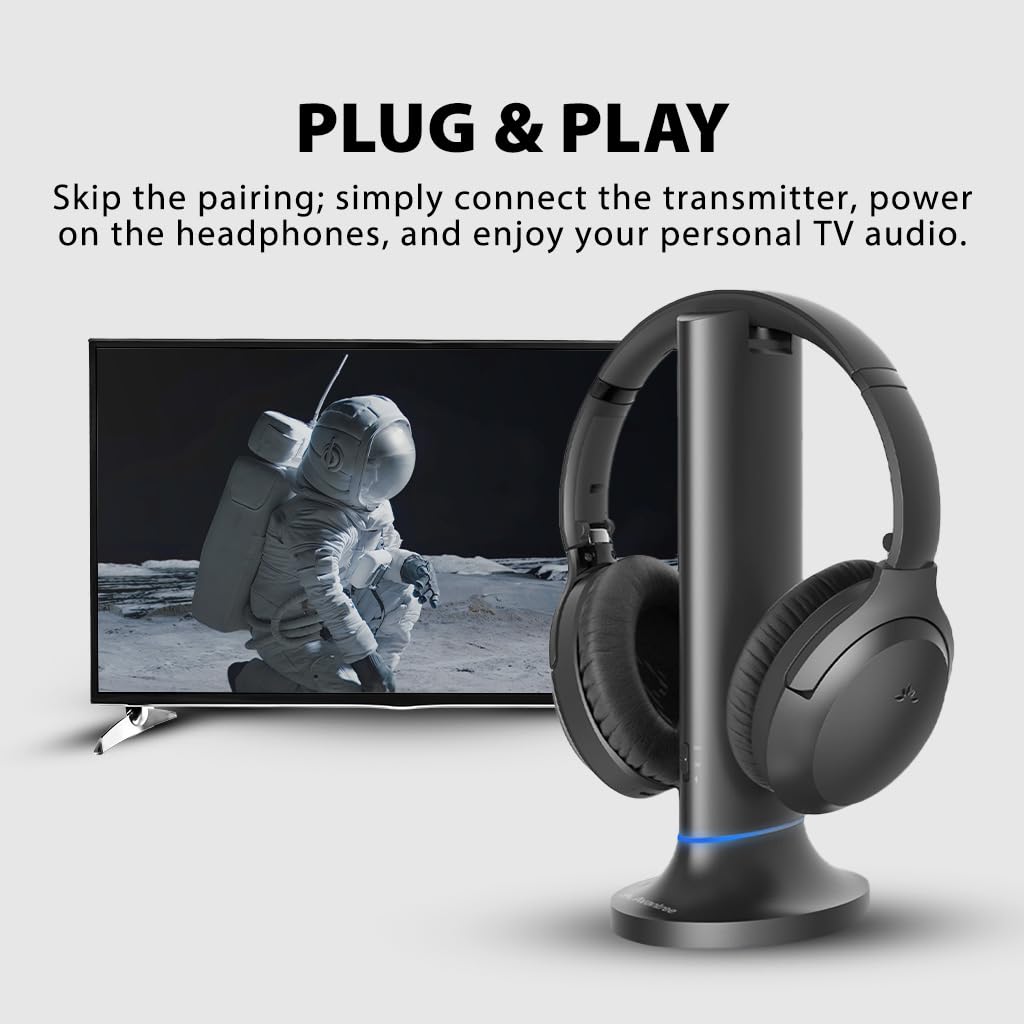 Avantree Opera Plus - Wireless Headphones for TV Watching, Compatible with TVs Equipped with HDMI ARC, Optical or AUX Audio Output Ports, Cinema & Clear Dialogue Modes, Enhanced Volume for Seniors