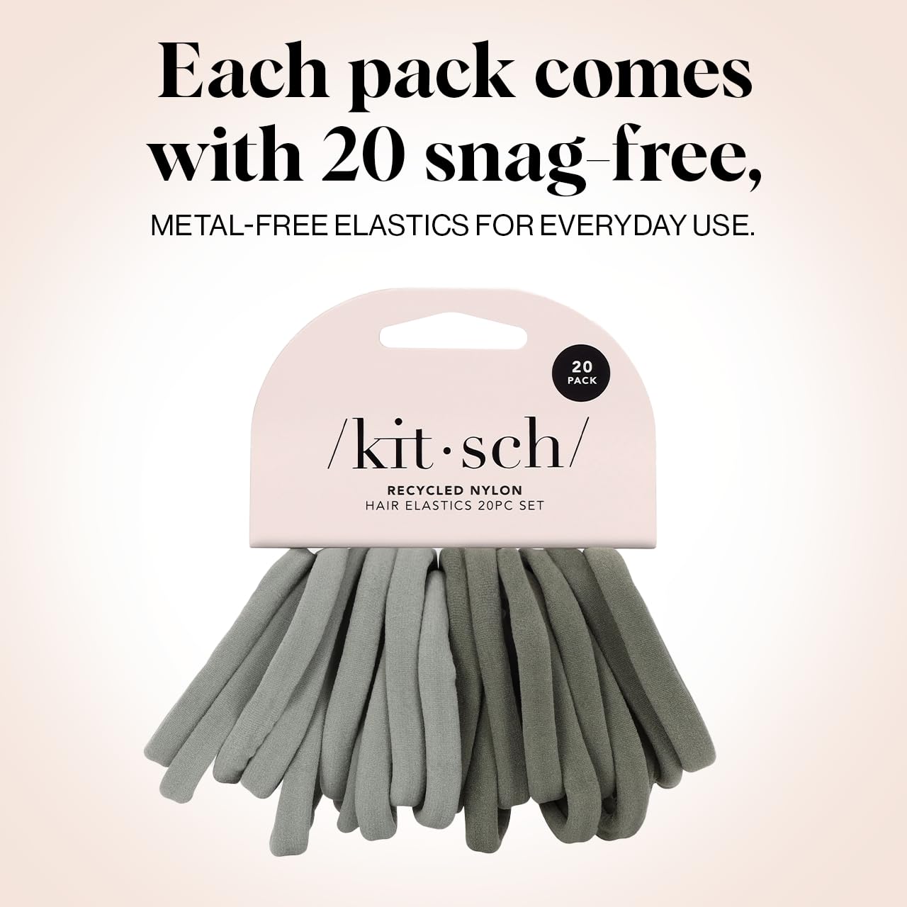 Kitsch Elastic Hair Ties for Women, Thick Hair Ties No Damage, Rubber Bands for Hair, Hair Bands for Women's Hair & Ponytail Holders, Hair Elastics, Small Hair Ties for Thick Hair (20pcs, Eucalyptus)