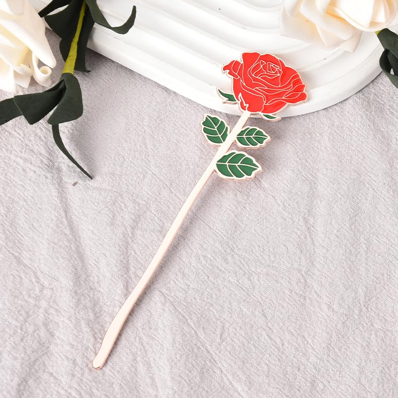 Red Rose Bookmark for Women Book Lovers Metal Bookmarks Gifts for Mom Mother Mothers Day Birthday Gifts for Her Girlfriend Valentines Day Gifts for Wife Book Page Holder Reading Accessories