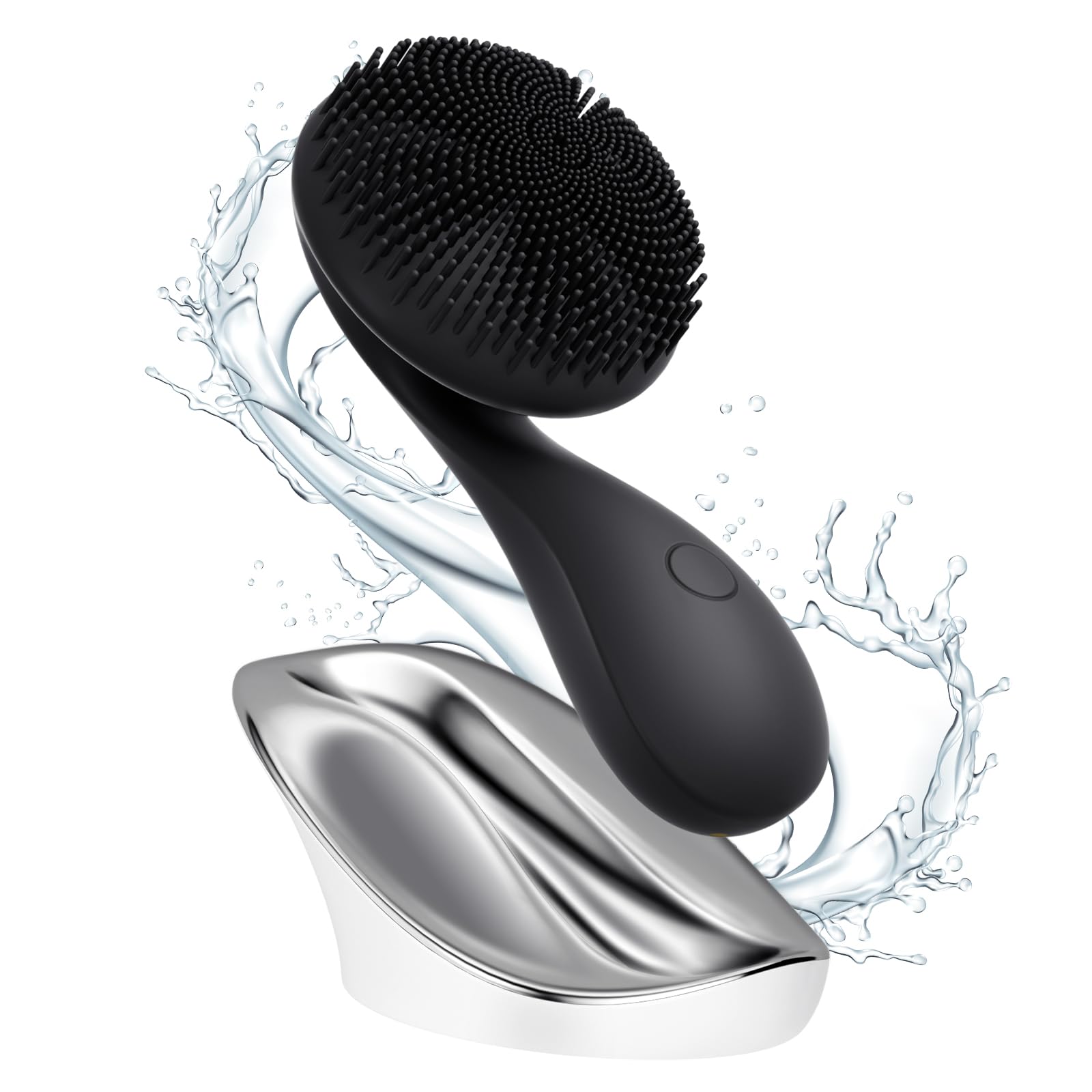 2 in 1 Facial Cleansing Brush,Rotating Magnetic Beads & Massage Cleaning Silicone Face Scrubber，Waterproof and Rechargeable Face Scrub Brush