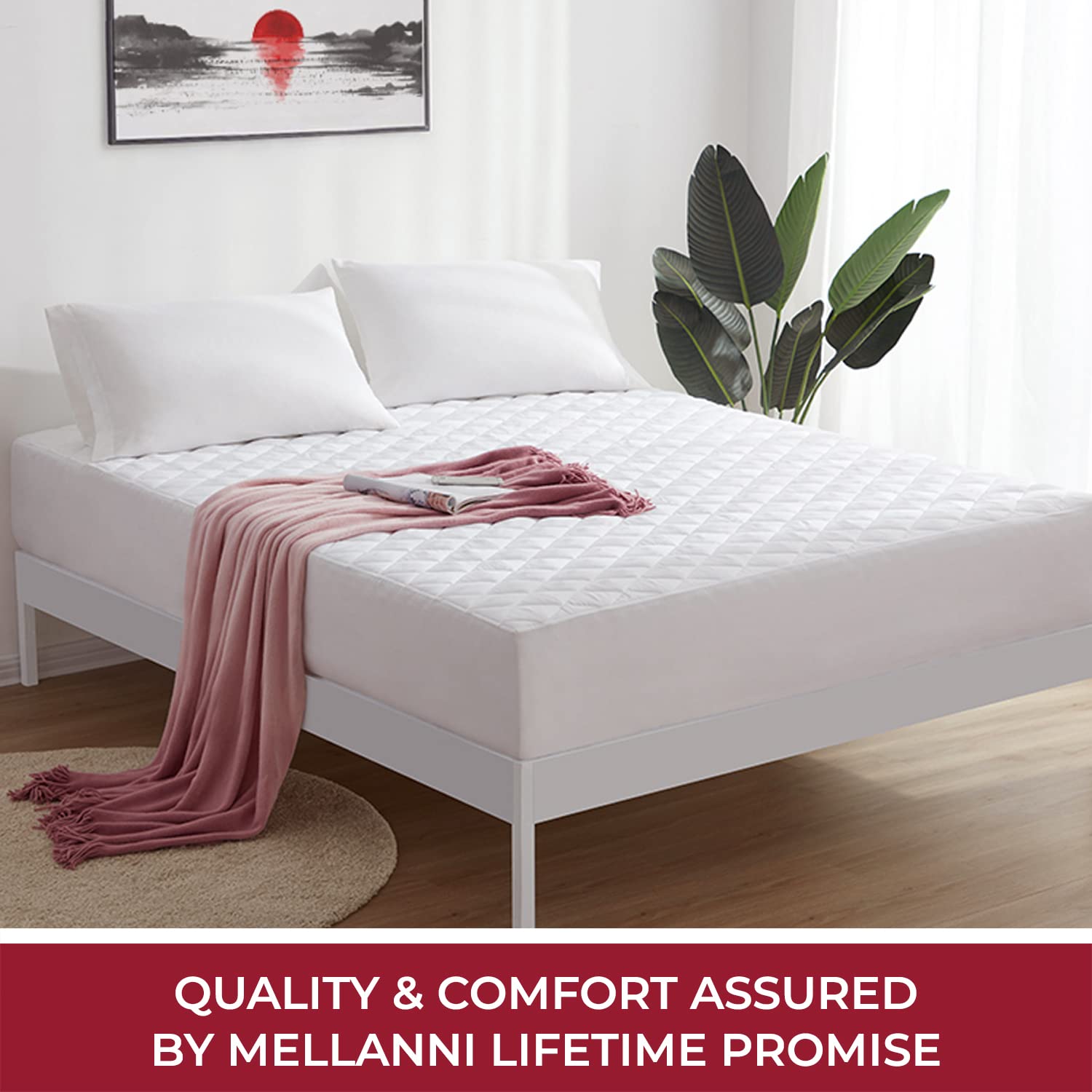 Mellanni Extra Deep Pocket Sheet Set + Waterproof Mattress Pad Bundle - Queen, Gray & White