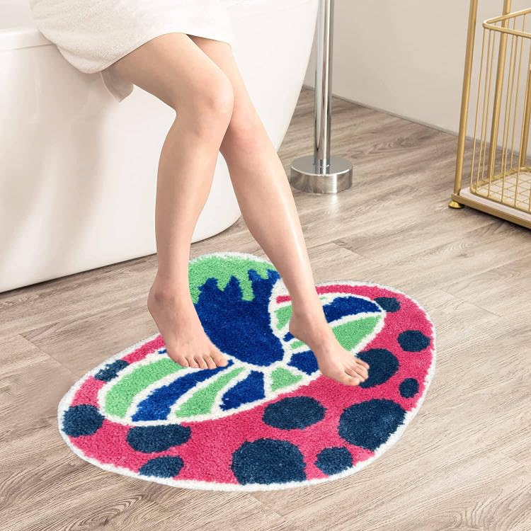 Cute Mushroom Bath Mat for Bathroom Soft Blue Pink Mushroom Non-Slip Bath Rugs Machine Washable Door Carpet (Blue Pink Mushroom 27" L x 24")