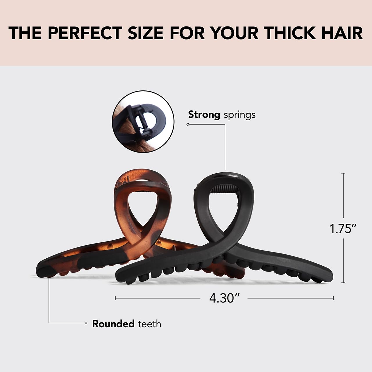 Kitsch Large Hair Clips for Women - Jumbo Loop Hair Claw Clips for Thick Hair | Big Hair Clip & Claw Clip for Teen Girls | Stylish Banana Clip | Hair Styling Accessories (2pc Tortoise&Black)