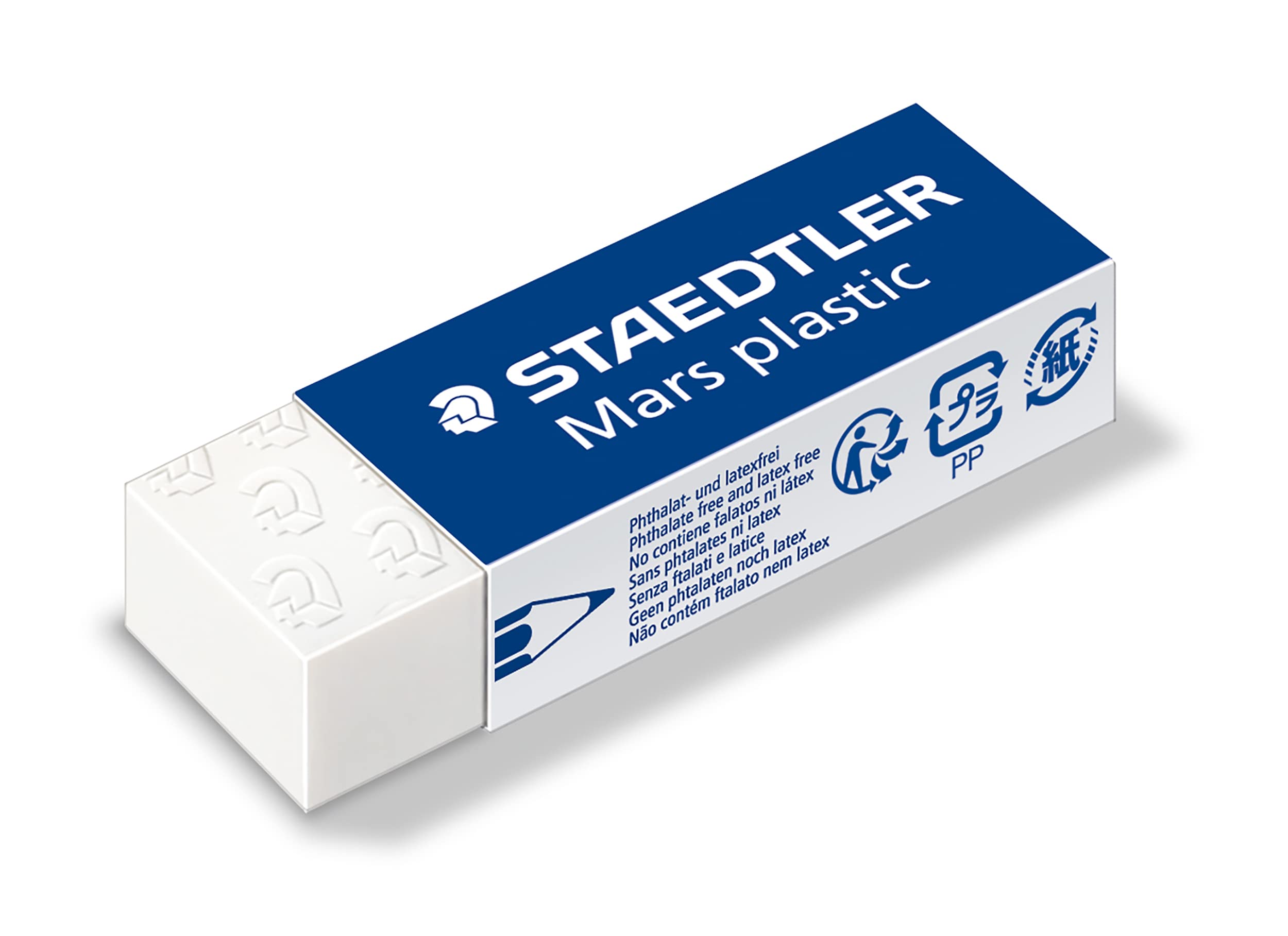 STAEDTLER Mars Plastic, Premium Quality Vinyl Eraser, White, Latex-free, Age-resistant, Minimal Crumbling, 4 Pack (526 50 BK4)