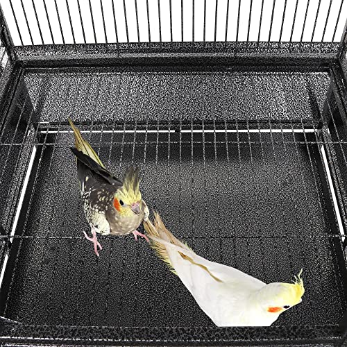 Yaheetech 69-inch Wrought Iron Rolling Large Parrot Bird Cage for African Grey Small Quaker Amazon Cockatiel Sun Parakeet Green Cheek Conure Dove Lovebird Budgie Play Top with Stand