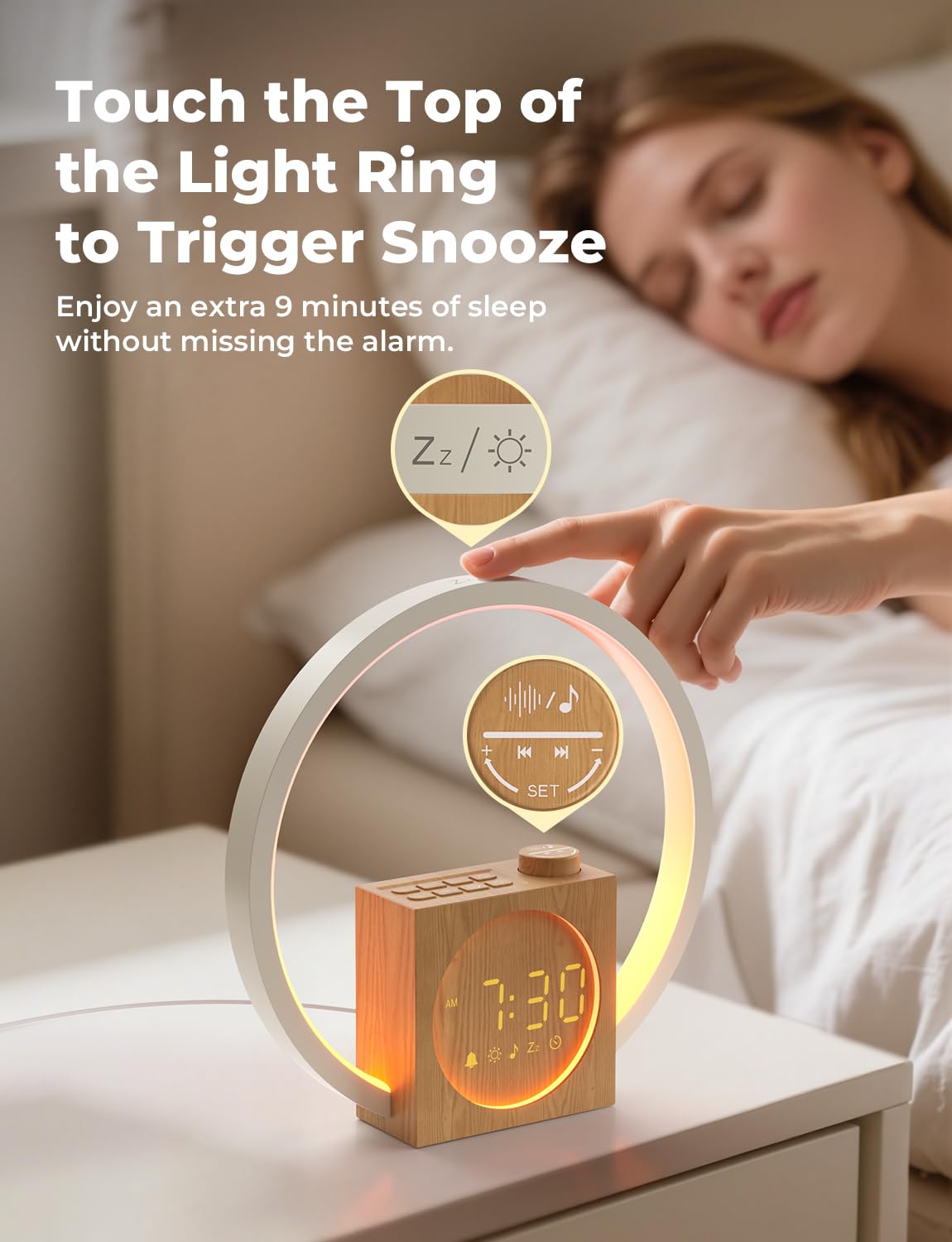 LIORQUE Sunrise Alarm Clock, Wake up Light with White Noise for Heavy Sleepers, Adjustable Sleep Timer, Volume&Brightness, Night Light with Dynamic Colors, 30 Sleep Sounds for Baby Kids Adults