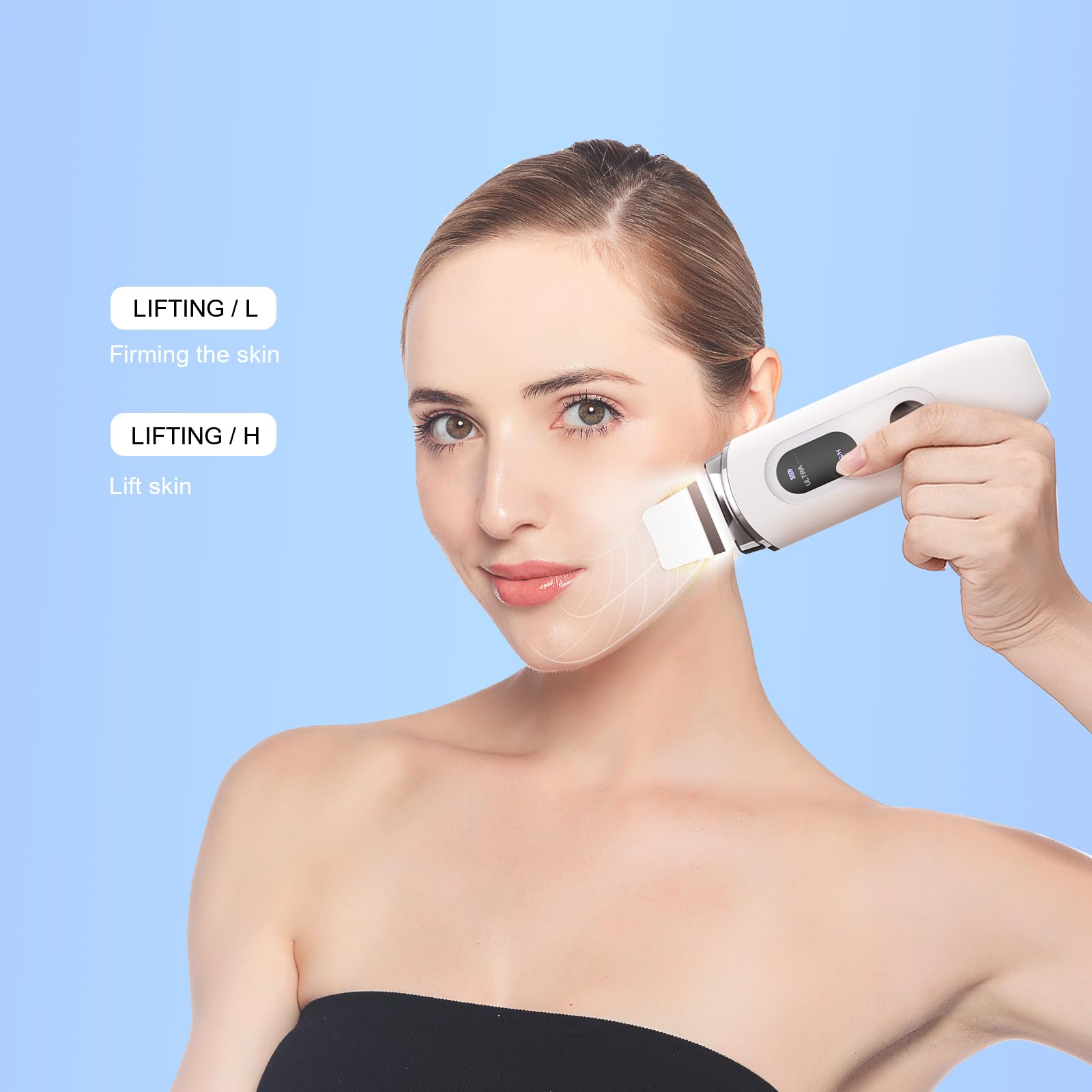 Skin Scrubber Face Skin Spatula Facial Scrubber Spatula Blackhead Remover Tools with 4 Modes, LCD Display, Waterproof