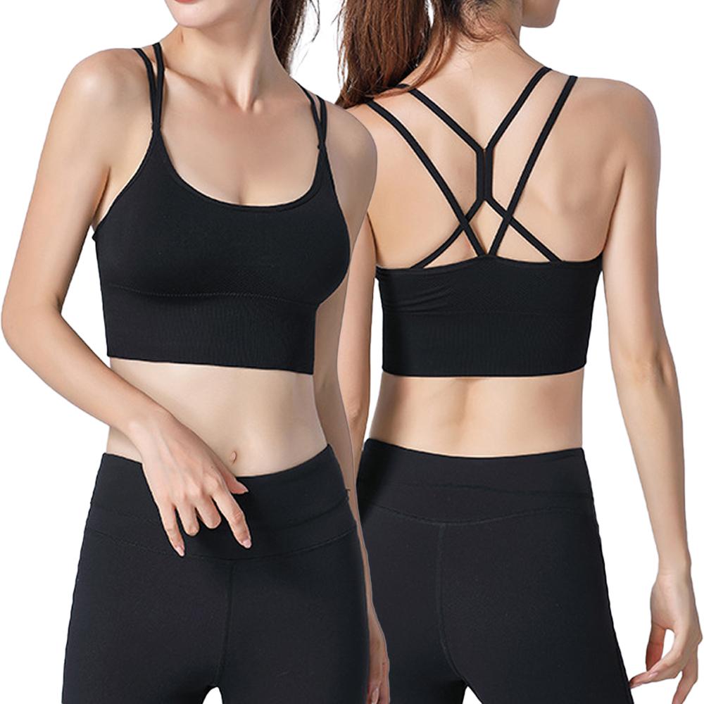 Women Strappy Sports Bra Sexy Crisscross Back Light Support Yoga