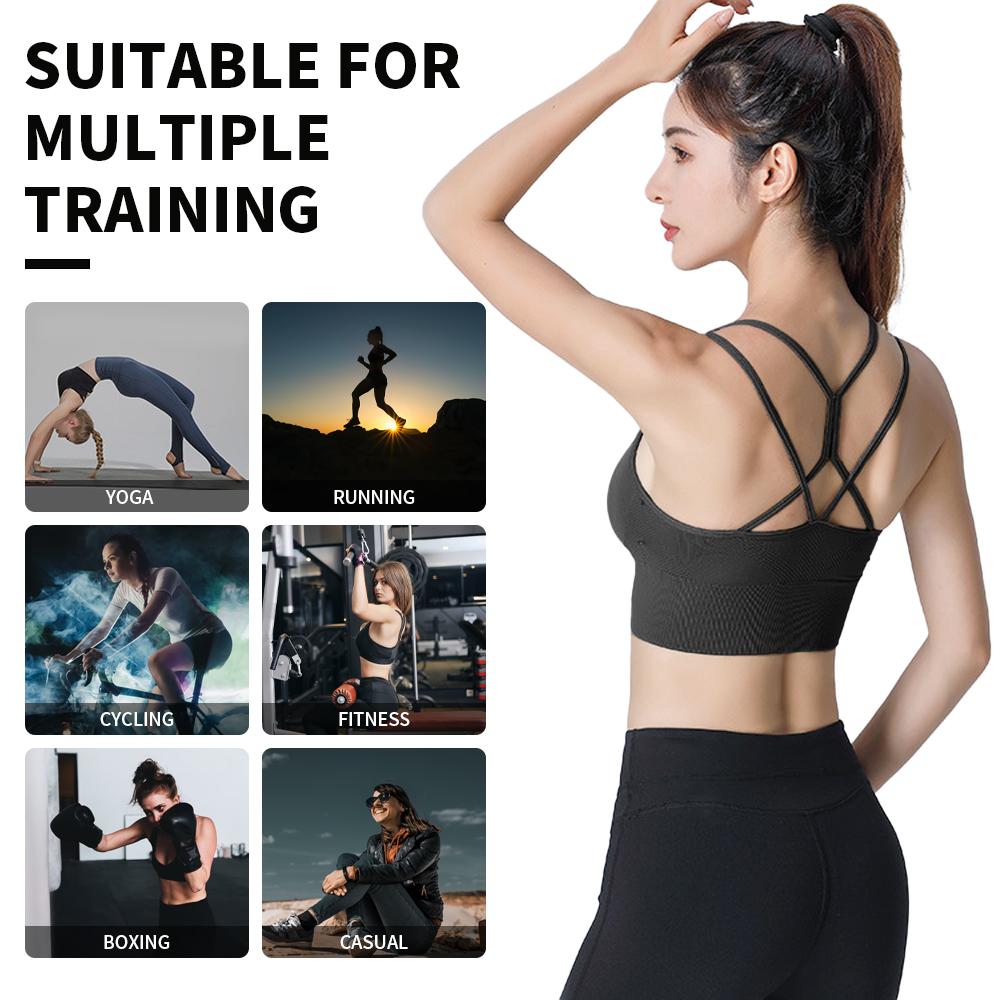 Women Strappy Sports Bra Sexy Crisscross Back Light Support Yoga