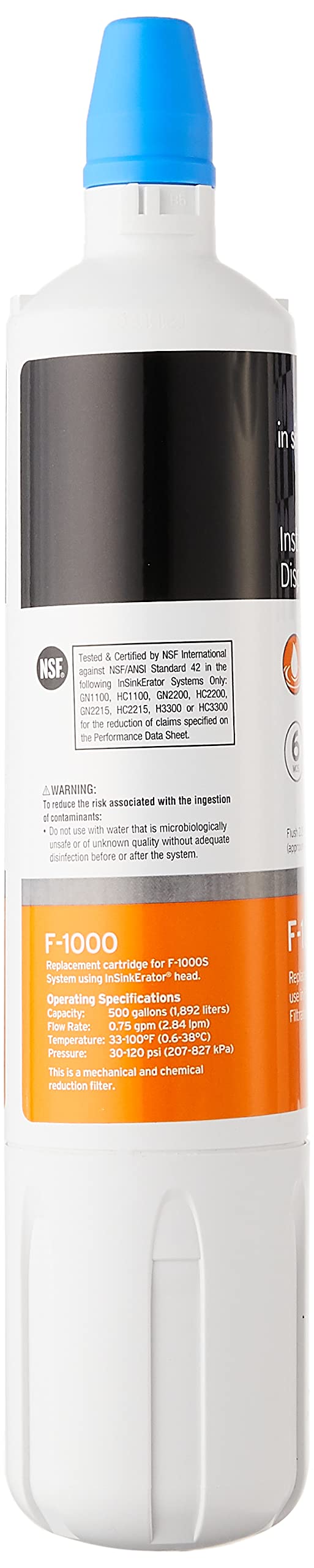 InSinkErator F-1000 Standard Instant Hot Dispenser Under-Sink Water Filter Replacement, 1 Count (Pack of 1), White