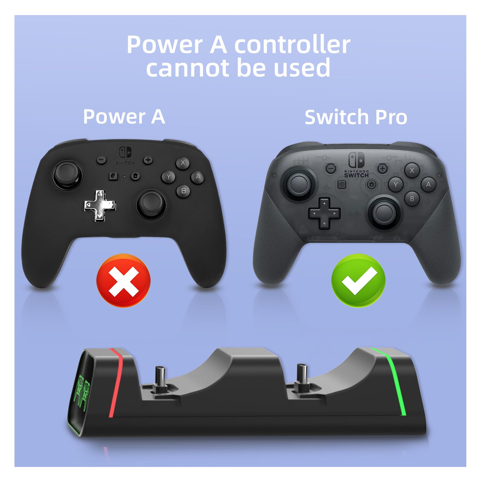 Switch Pro Controller Charger, Xbox Series S/X Controller Charging Dock, Charging Station for Playstation 5 Controller, Nintendo Switch Pro Controller,Google Controller(Not for Power A pro controller)