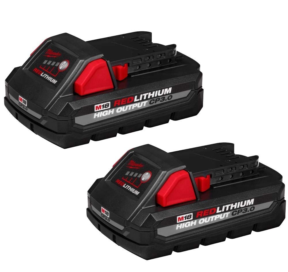 Milwaukee 48-11-1837 M18 18 Volt High Output CP 3.0 Ah Lithium-Ion Slide Battery, 2 Pack (Non-Retail Packaging)