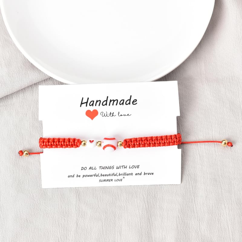 Red Wristbands Baseball Bracelet for Daughter Sister Niece Christmas Birthday Gifts for Baseball Fans Players Gifts for Boys Girl Good Luck Gift for Baseball Teams Teammates Inspirational Bracelet