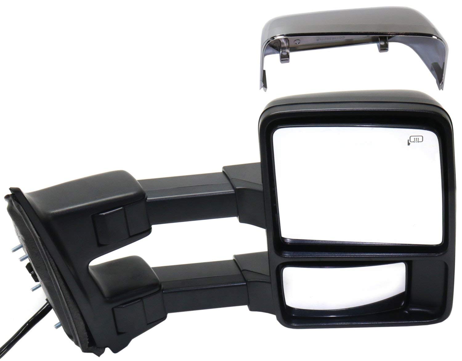 Kool Vue Passenger Side Power Heated Towing Mirror for Ford F-250 F-350 Super Duty 2011-2016 Power Fold With Signal Light & Memory; Without Blind Spot Monitor Auto Extend with 2 Caps