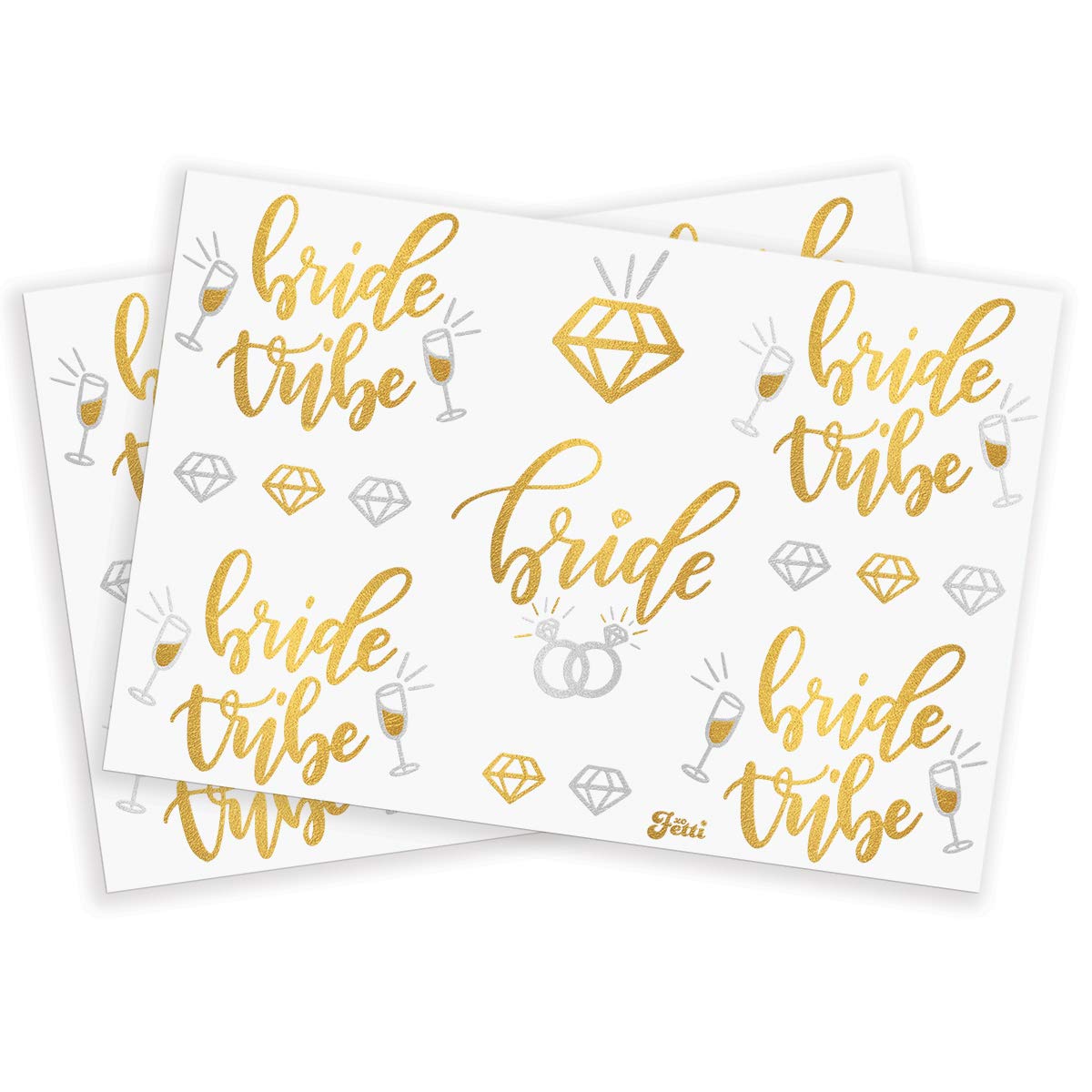 xo, Fetti Bachelorette Party Bride To Be Decorations Kit - Bridal Shower Decorations | Sash For Bride, Rhinestone Tiara, Veil + Bride Tribe Tattoos