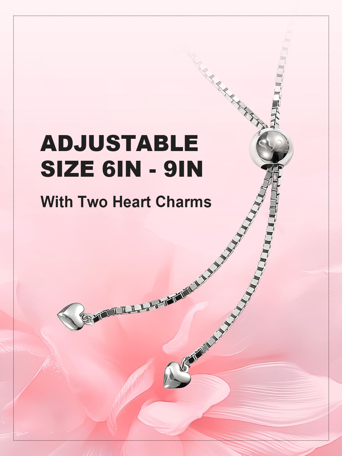 ETERMBOL White Gold Plated Sterling Silver Birthstone Bracelets for Women, Adjustable 6-9 Inches Hypoallergenic Tennis Bracelets,Gifts for Anniversary/Birthday/Valentine's Day