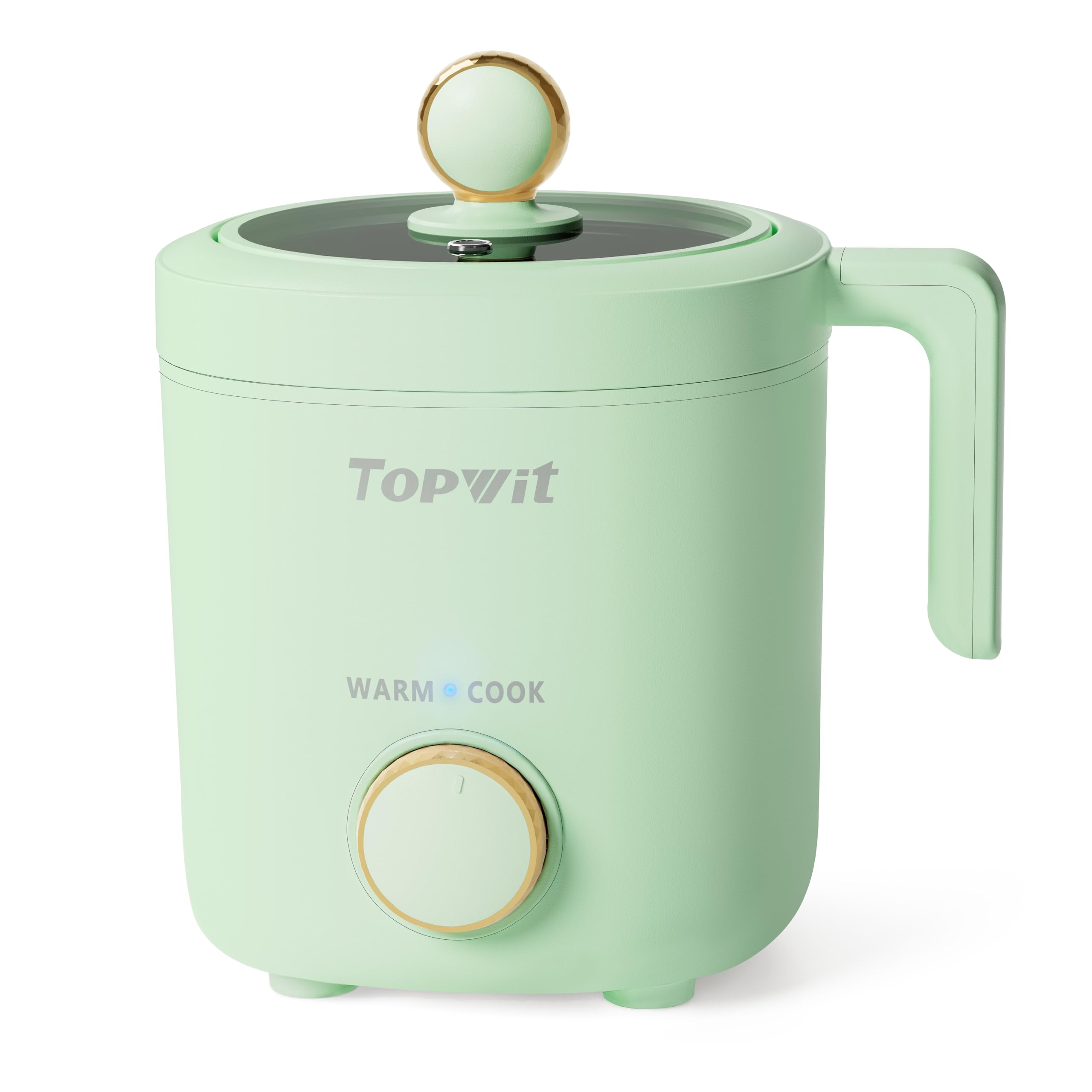 TOPWIT Rice Cooker Small, 2-Cups Uncooked, 1.2L Mini Rice Cooker with Non-stick Coating, BPA Free, Portable Rice Maker with One Touch & Keep Warm Function, Green