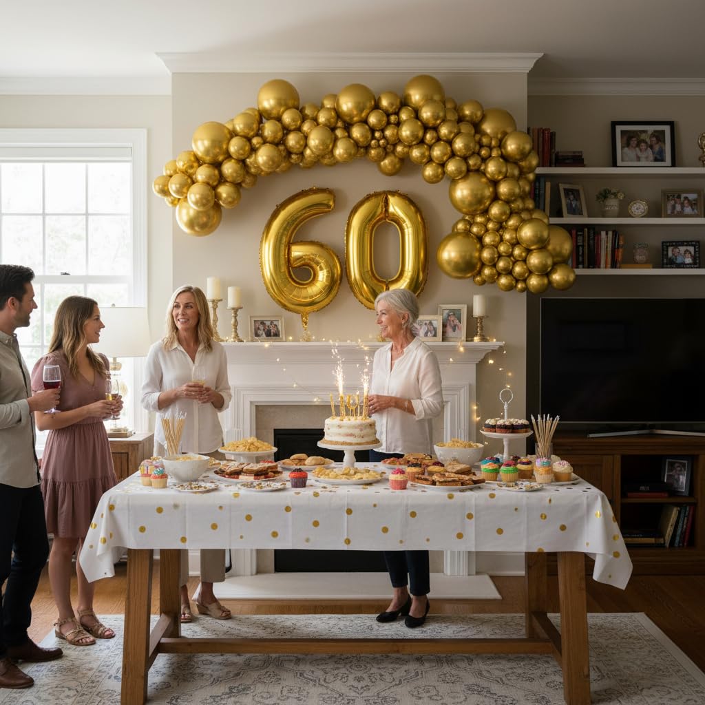 Balloon Garland Arch Kit – 146 Pcs Metallic Gold Balloons & Baby Shower Boxes with Letters – Gold Boxes with Gold & White Balloons