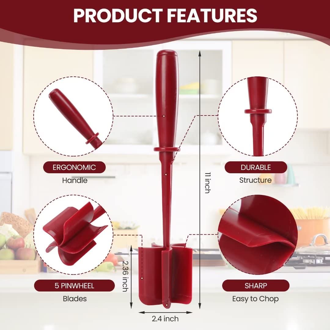 CUNSENR Premium Meat Chopper for Ground Beef - Heat Resistant Meat Masher - Kitchen Tools & Gadgets - Durable Ground Beef Smasher - Non Stick Hamburger Chopper - Cook Ground Meat with Ease(Red)